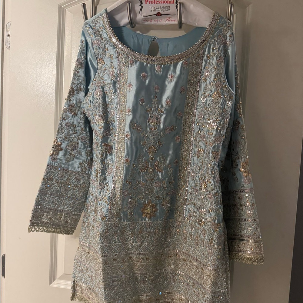 Dusty Blue and Grey Lashkara suit - Picture 2 of 6